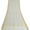 Sanskriti Vintage Long Dupatta Ivory Chanderi Printed Zari Work Veil Stole Scarf