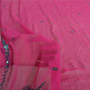 Sanskriti Vintage Long Hot-Pink Dupatta Pure Georgette Hand Beaded Sequins Veil