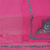 Sanskriti Vintage Long Hot-Pink Dupatta Pure Georgette Hand Beaded Sequins Veil