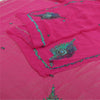 Sanskriti Vintage Long Hot-Pink Dupatta Pure Georgette Hand Beaded Sequins Veil