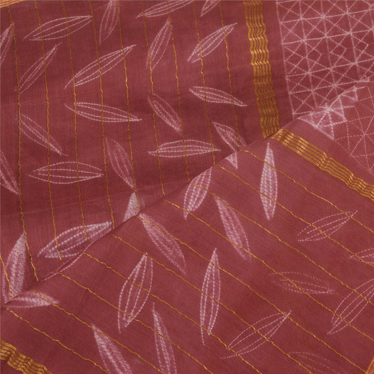 Sanskriti Vintage Long Dupatta Dusty Pink Pure Cotton Print Zari Work Stole Veil