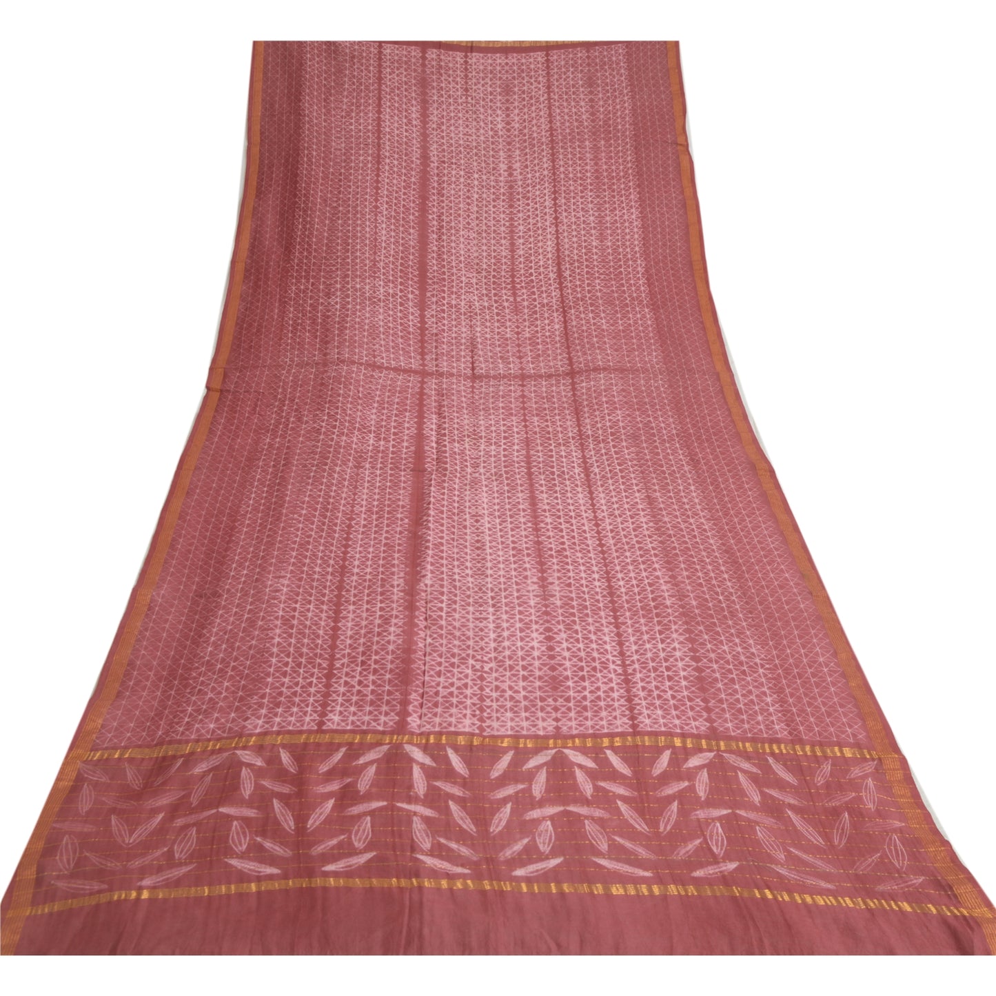 Sanskriti Vintage Long Dupatta Dusty Pink Pure Cotton Print Zari Work Stole Veil