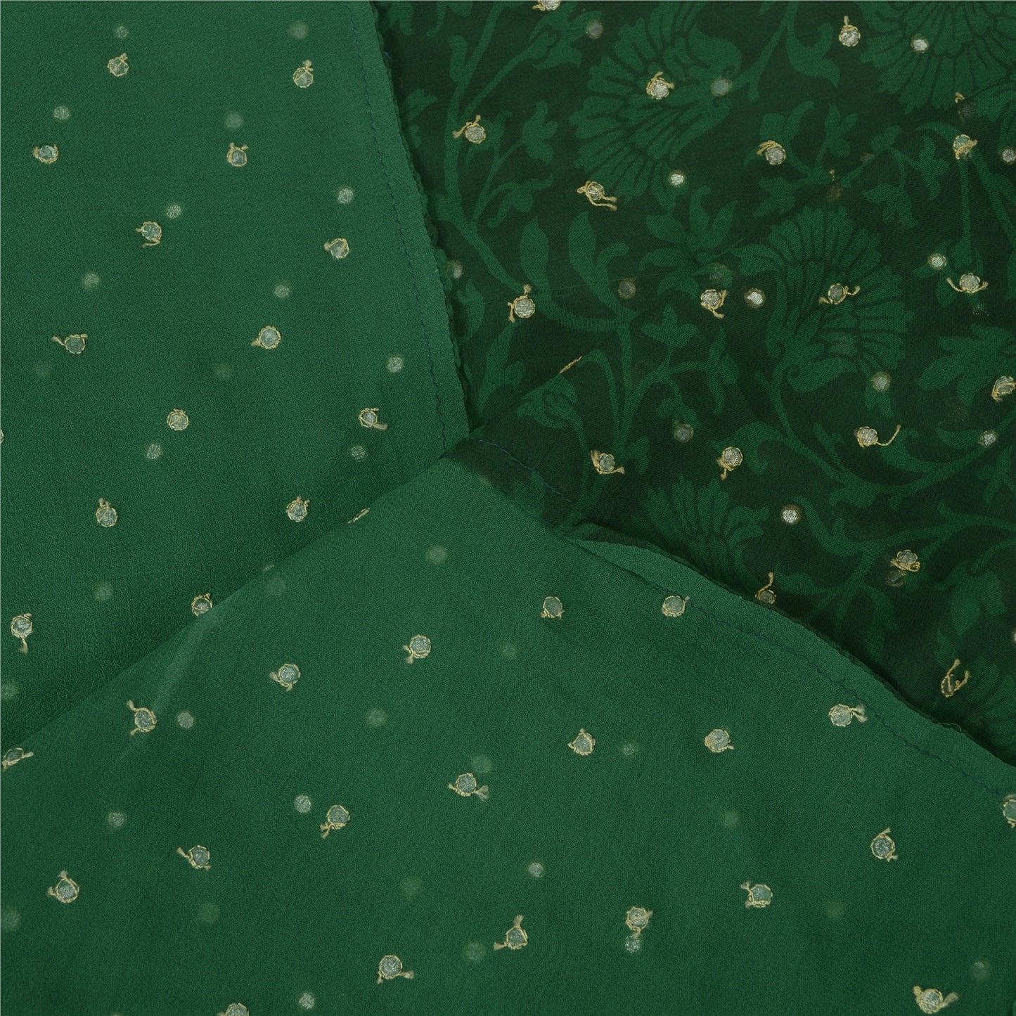 Sanskriti Vintage Long Green Dupatta Pure Chiffon Embroidered Print Stole Veil