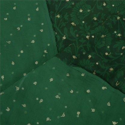 Sanskriti Vintage Long Green Dupatta Pure Chiffon Embroidered Print Stole Veil