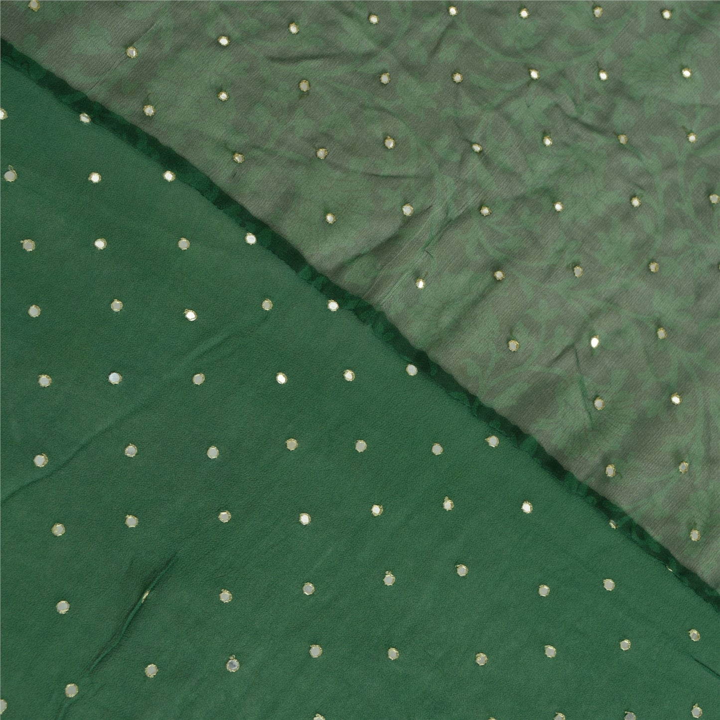 Sanskriti Vintage Long Green Dupatta Pure Chiffon Embroidered Print Stole Veil