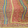 Sanskriti Vintage Long Pink Dupatta Pure Silk Hand Beaded Printed Stole Veil