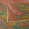 Sanskriti Vintage Long Pink Dupatta Pure Silk Hand Beaded Printed Stole Veil