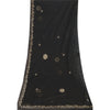 Sanskriti Vintage Long Wedding Black Dupatta Net Mesh Hand Beads Zari Stole Veil