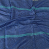 Sanskriti Vintage Long Indian Blue Dupatta Hand Block Printed Pure Silk Stole