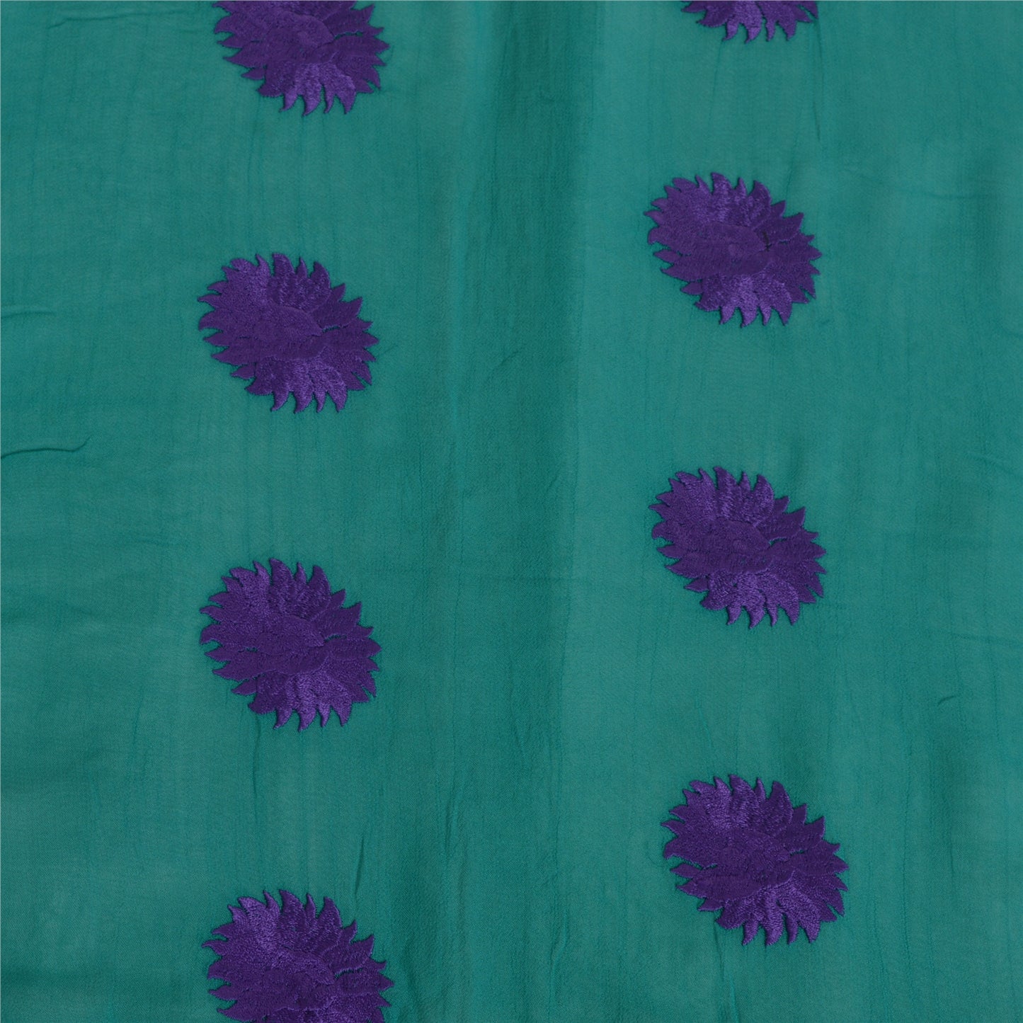 Sanskriti Vintage Long Green/Purple Dupatta Pure Georgette Silk Embroidered Veil