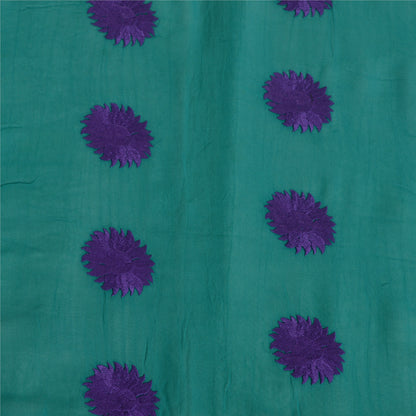 Sanskriti Vintage Long Green/Purple Dupatta Pure Georgette Silk Embroidered Veil