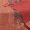 Sanskriti Vintage Red/Blue Dupatta Long Stole Pure Silk Woven Printed Wrap Veil