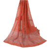 Sanskriti Vintage Long Saffron Dupatta Stole Pure Silk Hand Beaded Print Veil