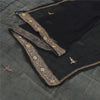 Sanskriti Vintage Black Dupatta Long Stole Pure Chiffon Silk Hand Beaded Scarves