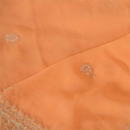 Sanskriti Vintage Long Orange Dupatta Hand Beaded Zardozi Georgette Stole Veil