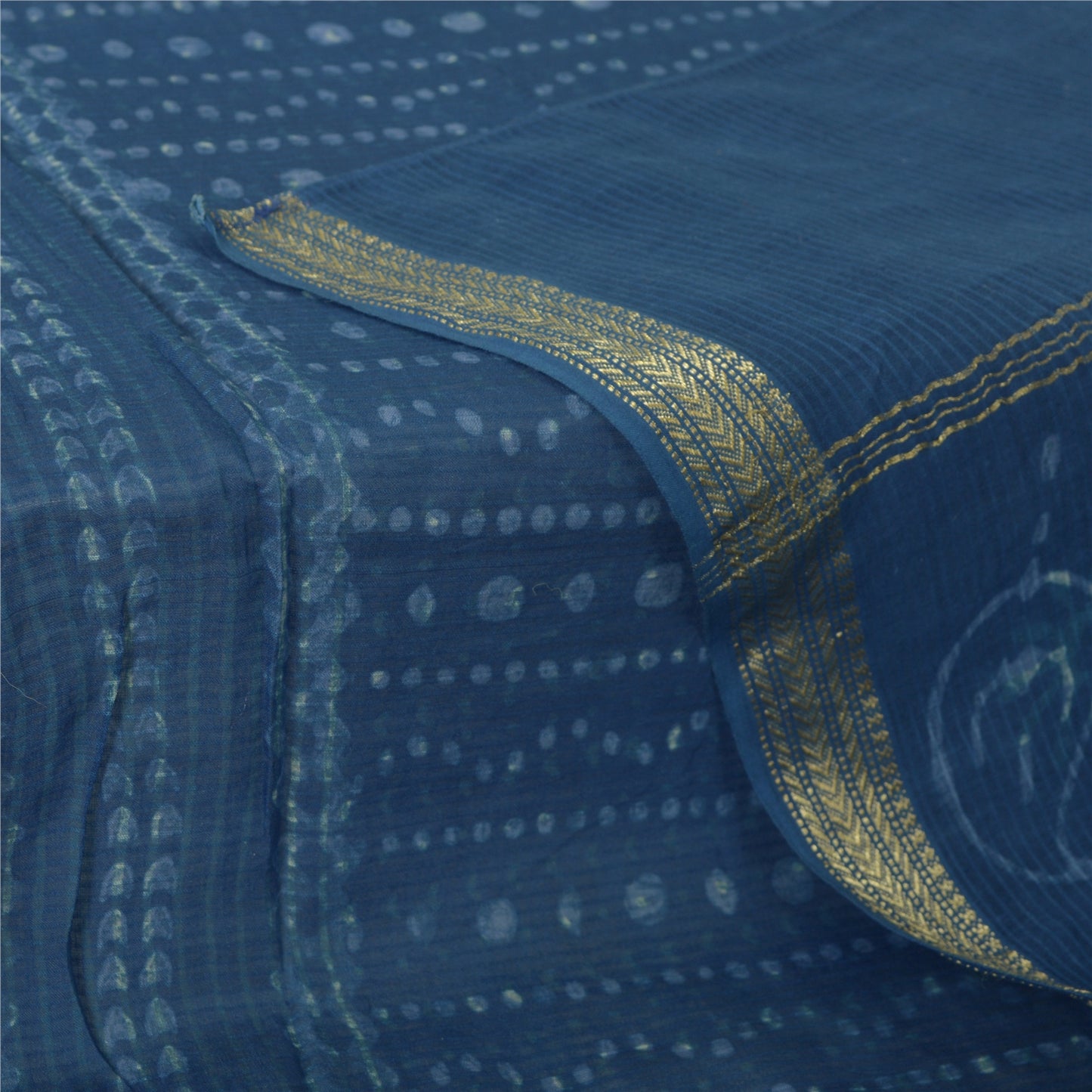 Sanskriti Vintage Long Blue Dupatta Bagru Hand Block Printed Pure Cotton Stole