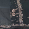 Sanskriti Vintage Long Black Pure Chiffon Silk Dupatta Hand Beaded Dabka Stole