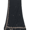 Sanskriti Vintage Long Black Pure Chiffon Silk Dupatta Hand Beaded Dabka Stole