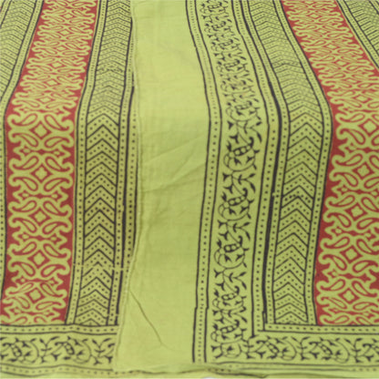 Sanskriti Vintage Long Green Dupatta Pure Cotton Hand Block Printed Veil Stole