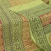 Sanskriti Vintage Long Green Dupatta Pure Cotton Hand Block Printed Veil Stole