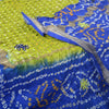 Sanskriti Vintage Long Dupatta Bandhani Pure Silk Green/Blue Hand Beaded Veil