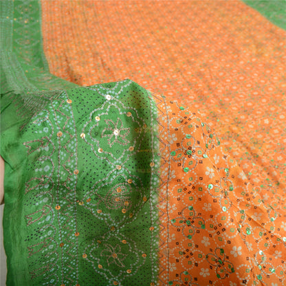 Sanskriti Vintage Long Dupatta Pure Silk Bandhani Print Embroidered Zari Scarves