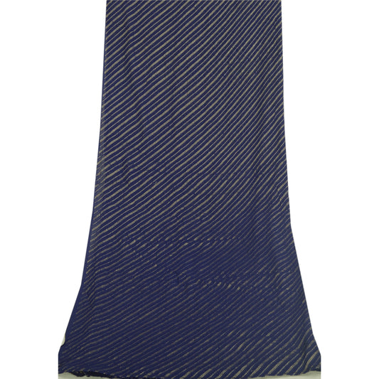 Sanskriti Vintage Long Dupatta Pure Georgette Blue Hand Woven Stole Scarf Veil