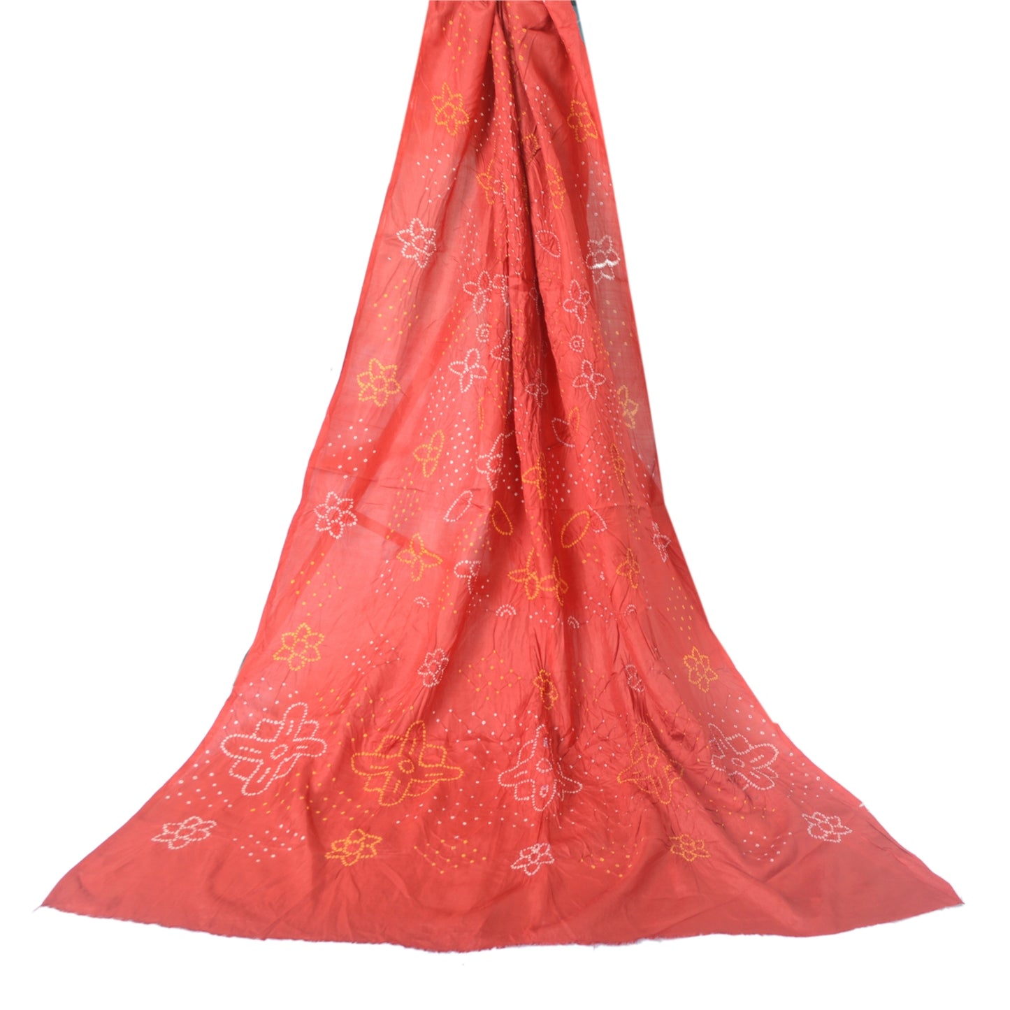 Sanskriti Vintage Long Dupatta Pure Silk Red Bandhani Work Stole Scarf Scarves