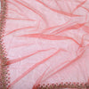 Sanskriti Vintage Long Dupatta Red Net Mesh Wedding Hand Beaded Stole Scarf Veil