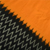 Sanskriti Vintage Long Dupatta Saffron/Black Pure Cotton Ikat Woven Scarf Veil