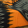 Sanskriti Vintage Long Dupatta Saffron/Black Pure Cotton Ikat Woven Scarf Veil