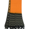 Sanskriti Vintage Long Dupatta Saffron/Black Pure Cotton Ikat Woven Scarf Veil