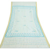 Sanskriti Vintage Long Dupatta Pure Cotton White/Blue Hand Block Print Scarf