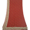 Sanskriti Vintage Long Dupatta Pure Chiffon Red Hand Bead Zari Stole Scarf Veil