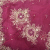 Sanskriti Vintage Long Dupatta Pure Chiffon Pink Hand Beaded Stole Scarf Veil