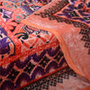 Sanskriti Vintage Long Dupatta Peach Velvet Floral Printed Stole Scarf HijabVeil