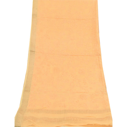 Sanskriti Vintage Long Dupatta/Stole Pure Cotton Orange Embordered Scarf Veil