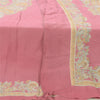 Sanskriti Vintage Long Dupatta/Stole Unique Blend Silk Pink Printed Scarf Veil