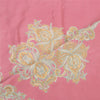 Sanskriti Vintage Long Dupatta/Stole Unique Blend Silk Pink Printed Scarf Veil