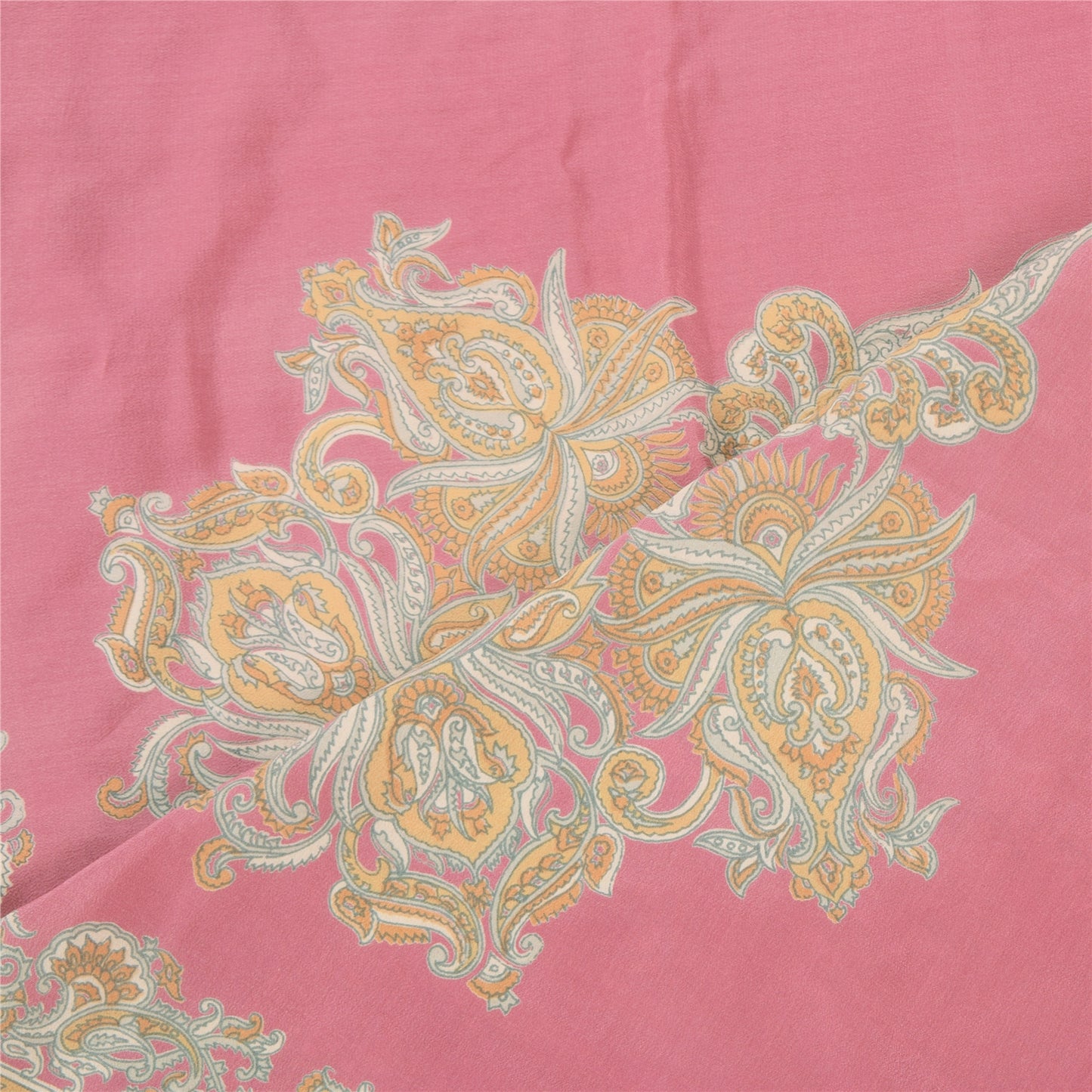 Sanskriti Vintage Long Dupatta/Stole Unique Blend Silk Pink Printed Scarf Veil