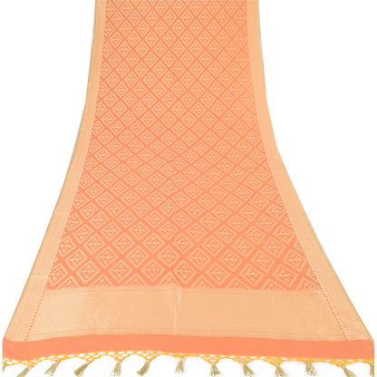 Sanskriti Vintage Long Dupatta/Stole Orange Art Silk Hand Woven Scarf Veil