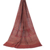 Sanskriti Vintage Long Dupatta/Stole Pure Cotton Dusty Red Hand Block Print Veil