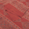 Sanskriti Vintage Long Dupatta/Stole Pure Cotton Dusty Red Hand Block Print Veil