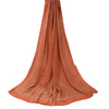 Sanskriti Vintage Long Dupatta/Stole Pure Crepe Silk Orange Printed Scarf Veil