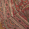 Sanskriti Vintage Long Dupatta/Stole Pure Silk Brown/Red Printed Scarf Veil