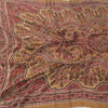 Sanskriti Vintage Long Dupatta/Stole Pure Silk Brown/Red Printed Scarf Veil