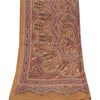 Sanskriti Vintage Long Dupatta/Stole Pure Silk Brown/Red Printed Scarf Veil