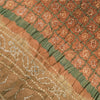 Sanskriti Vintage Long Dupatta/Stole Unique Brown Bandhani Work Pure Scarf Veil