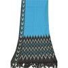 Sanskriti Vintage Long Dupatta/Stole Pure Cotton Ikat Blue Hand Woven Scarf Veil