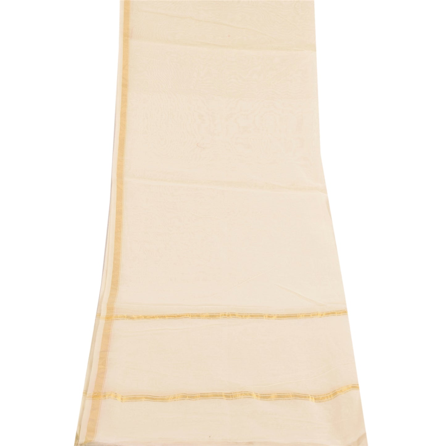 Sanskriti Vintage Ivory Dupatta Long Stole Pure Cotton Woven Premium Wrap Scarve